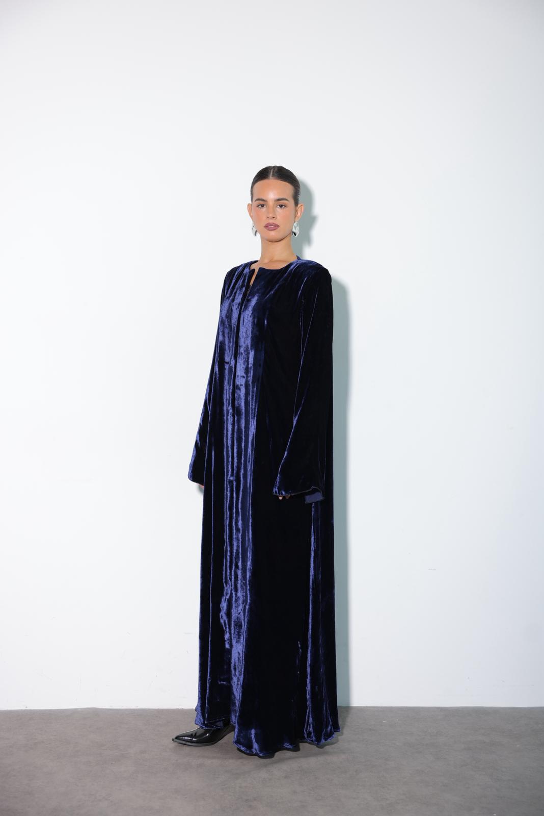 Flowing Velvet Navy Blue